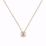 14K Gold Lab Grown Asscher Bezel Pendant Bolo Necklace