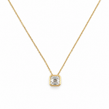 14K Gold Lab Grown Asscher Bezel Pendant Bolo Necklace