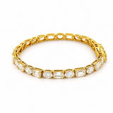 14K Gold East West Lab Grown Emerald and Oval Cut Diamond Tennis Bracelet