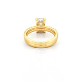 14K Gold 2.00 Carat Lab Grown Radiant Diamond Under Halo Cathedral Engagement Wedding Set