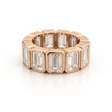 14K Gold 8.6MM Lab Grown Emerald Bezel Diamond Eternity Band