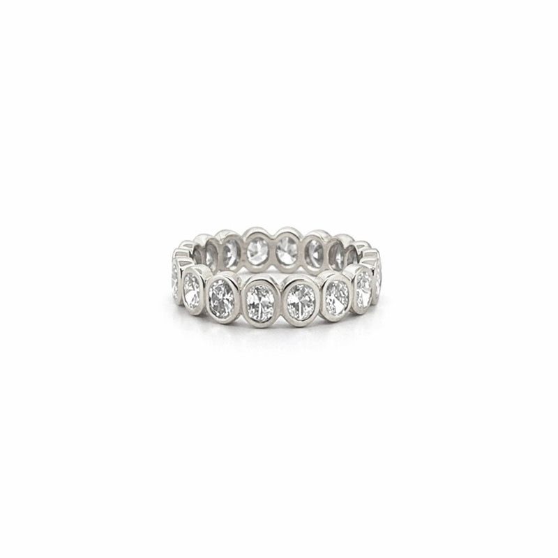 14K Gold 6MM Oval Bezel Natural Diamond Eternity Band