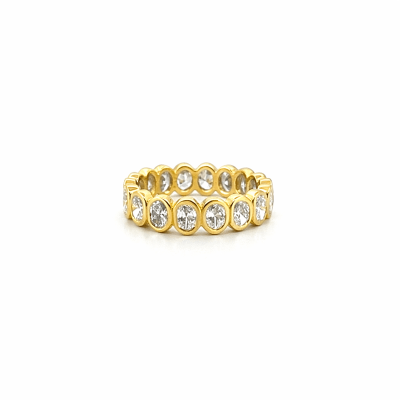 14K Gold 6MM Oval Bezel Natural Diamond Eternity Band