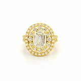 14K Gold Lab Grown Emerald Diamond Oval Cluster Engagement Ring