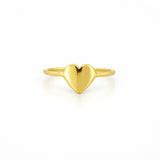14K Gold Thin Heart Signet Band