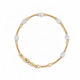 14K Gold Pear Cluster Diamond Station Double Chain Bracelet