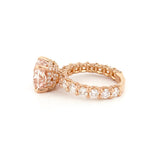 14K Gold 3.00 Carat Lab Grown Cushion Pink Diamond U Prong and Double Under Halo Engagement Ring