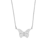 14K Gold Pavé Fashion Butterfly Diamond Pendant Necklace