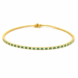 14K Gold Emerald and Diamond Tennis Bracelet