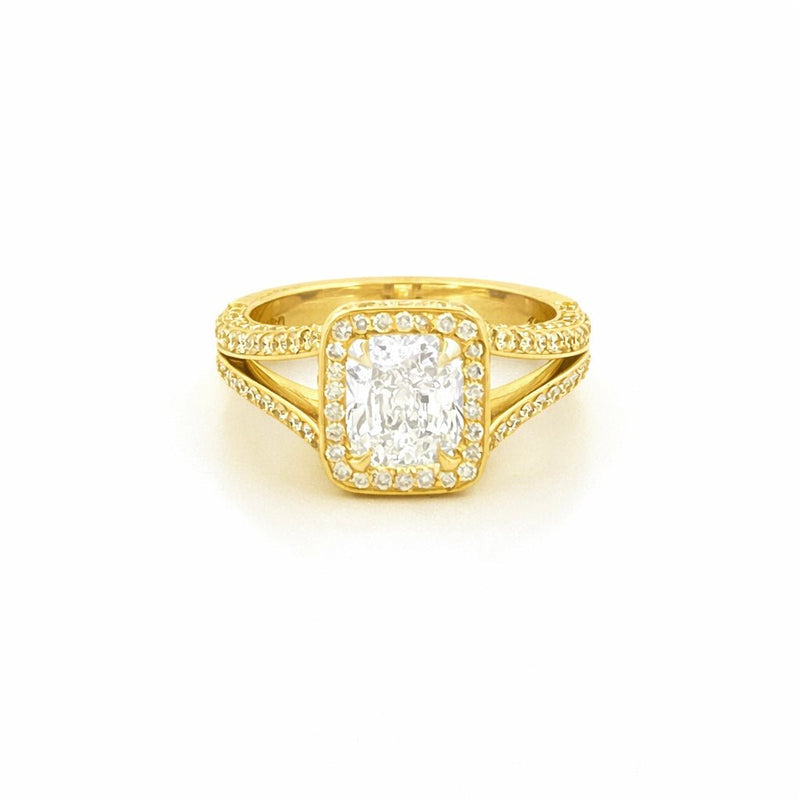 14K Gold Lab Grown Radiant Diamond 3D Channeled Engagement Ring