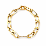14K Gold Single Diamond Link Paper Clip Bracelet