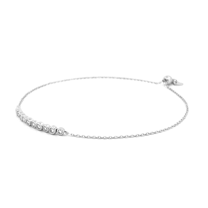 14K Gold Diamond Bezel Bolo Chain Bracelet