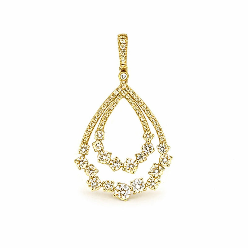 14K Gold Double Diamond Cluster Pendant
