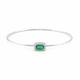 14K Gold Emerald Halo Bangle Bracelet
