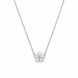 14K Gold Pear Diamond Flower Pendant Necklace
