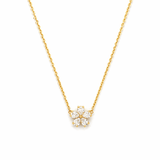 14K Gold Pear Diamond Flower Pendant Necklace