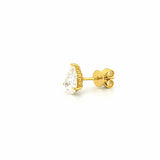 14K Gold Lab Grown Pear Diamond Under Halo Stud Earrings