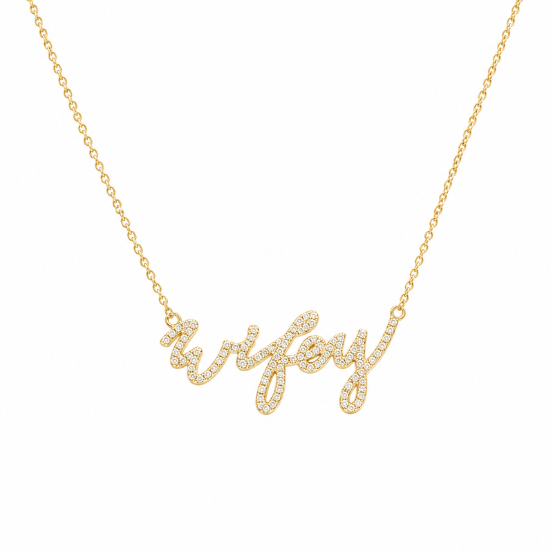 14K Gold Diamond Wifey Pendant