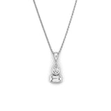 14K Gold Stacked Pear and Emerald Diamond Bezel Pendant Necklace