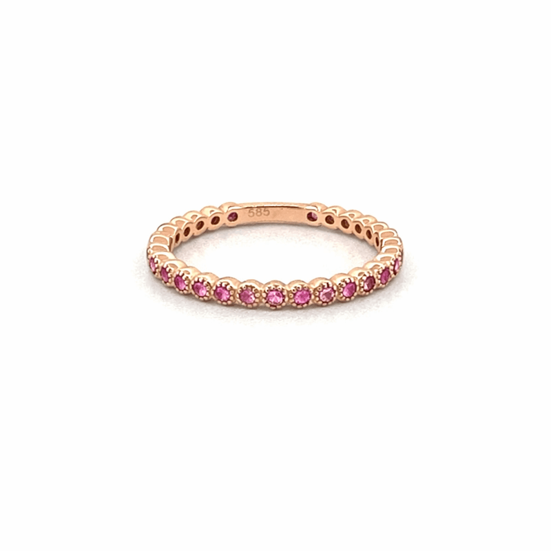 14K Gold Pink Sapphire Art Deco Band