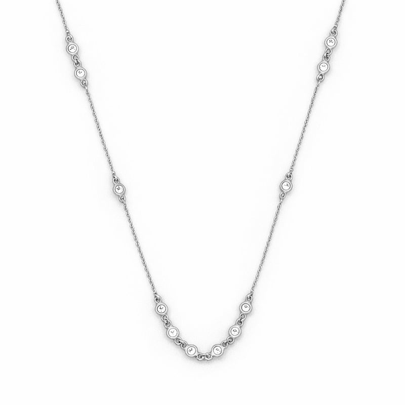 14K Gold Diamond Bezel Station Necklace
