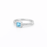 14K Gold Princess Blue Tourmaline Bezel Ring