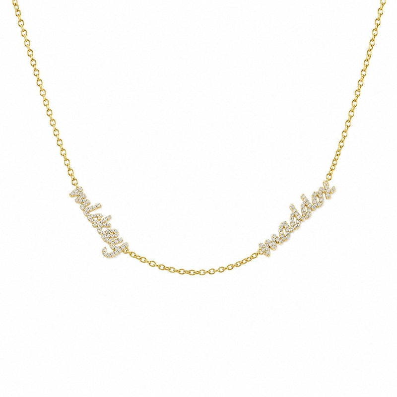 14K Gold Two Kid Names Diamond Necklace