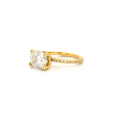 14K Gold 2.50 Carat Oval East West Moissanite Under Halo Eternity Engagement Ring