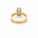 14K Gold 2.00 Carat Lab Grown Oval Diamond Under Halo Engagement Wedding Set