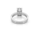 14K Gold 4.00 Carat Lab Grown Oval Diamond Under Halo Engagement Wedding Set