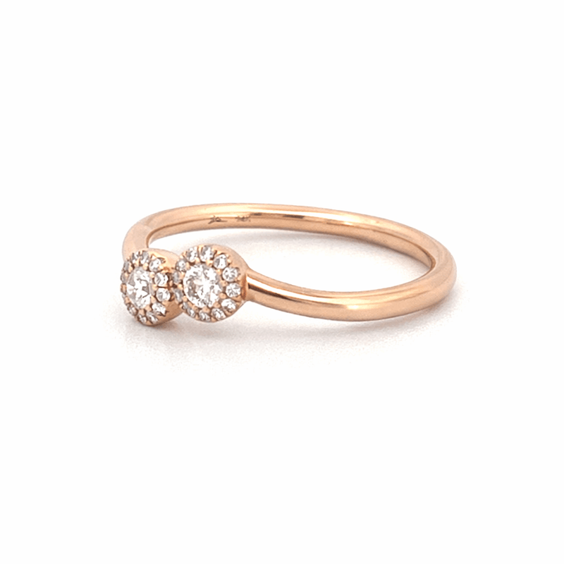 14K Gold Duo Round Halo Diamond Band