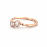 14K Gold Duo Round Halo Diamond Band