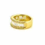 14K Gold 2.00 Carat Baguette and Round Row Wedding Band