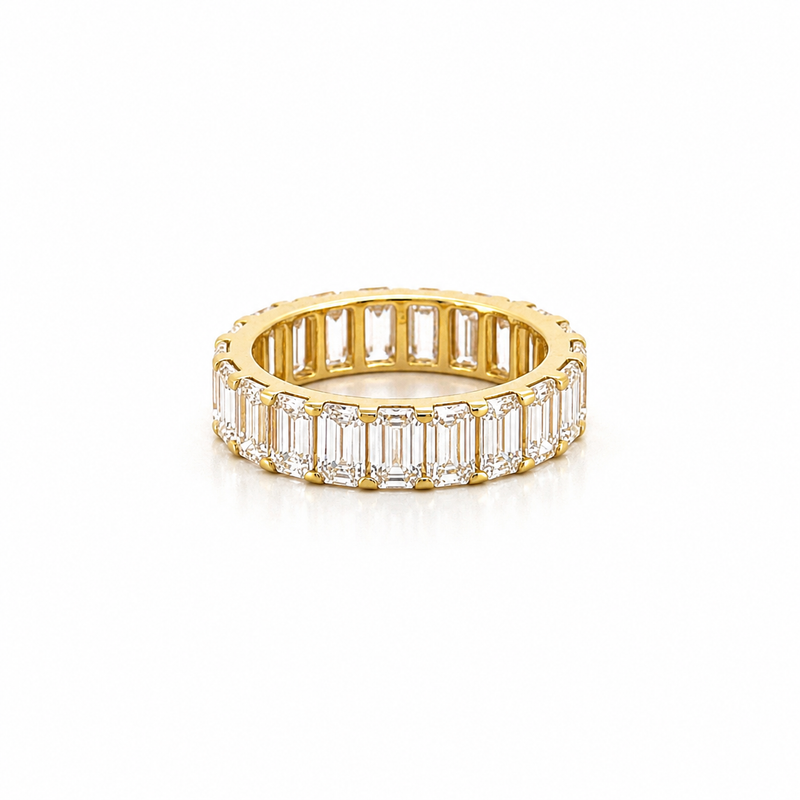 14K Gold Lab Grown 6.00 Carat Emerald Diamond Eternity Band