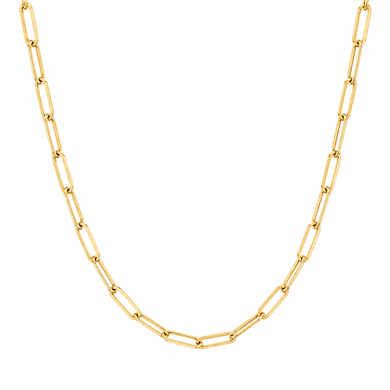14K Gold Paper Clip Mini Necklace