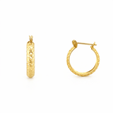 14K Gold Diamond Cut Hoop Earrings