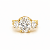14K Gold Three Stone 3.00 Carat Lab Grown Oval Engagement Set