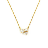 14K Gold Heart Pear Oval Diamond Trio Pendant Necklace