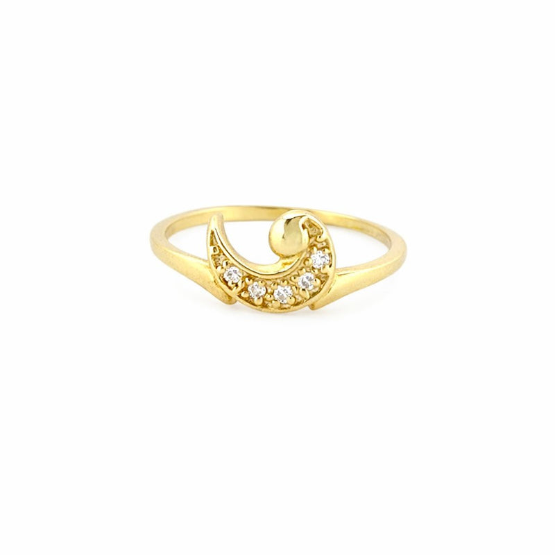 14K Gold Moon Swirl Diamond Band