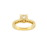 14K Gold 3.00 Carat Lab Grown Princess Diamond Under Halo 3D Engagement Ring