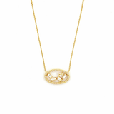 14K Gold Oval Staggered Baguette Diamond Pendant Necklace
