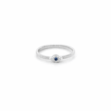 14K Gold Ribbed Sapphire and Diamond Evil Eye Band