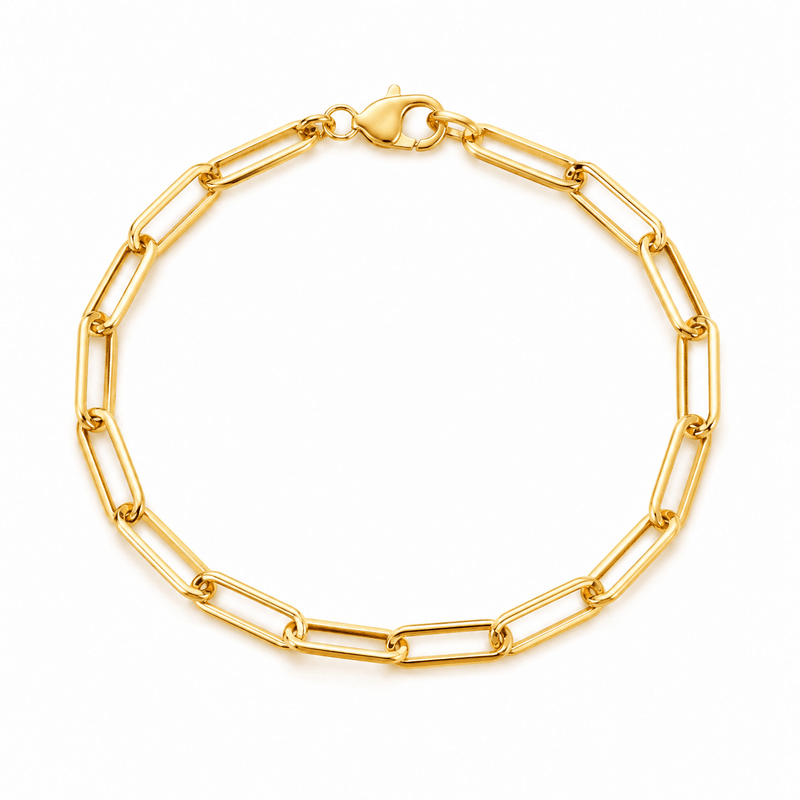 14K Gold Medium Paperclip Bracelet