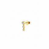 14K Gold Three Round Dangle Diamond Earrings