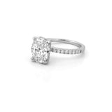 14K Gold 2.00 Carat Lab Grown Oval Diamond Under Halo Engagement Ring