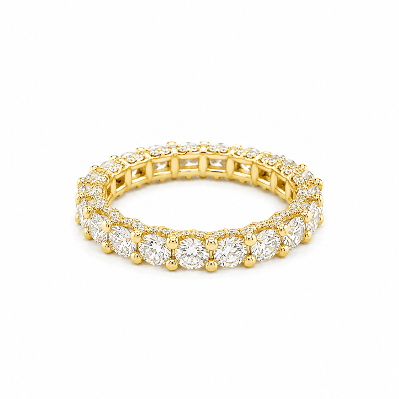 14K Gold Ladies 3.5MM Diamond U Prong Eternity Diamond Band