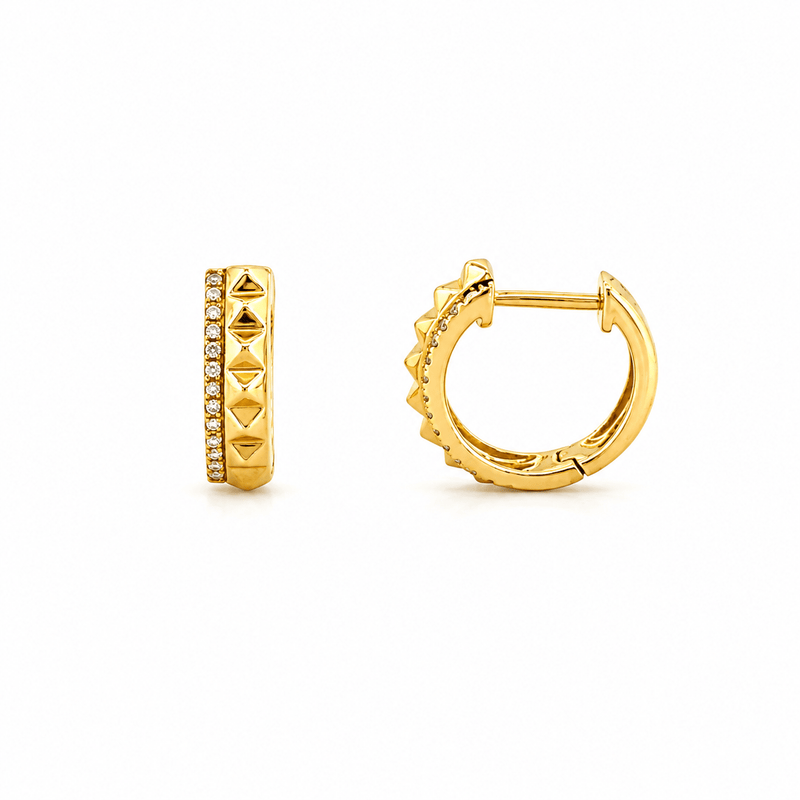 14K Gold Studded Diamond Earrings
