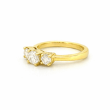 14K Gold Three Stone 1.20 Carat Round Natural Diamond Basket Set Engagement Ring