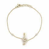 14K Gold Natural Diamond G-Clef Bracelet
