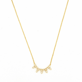 14K Gold Prong Set Curve Marquise Diamond Pendant Necklace